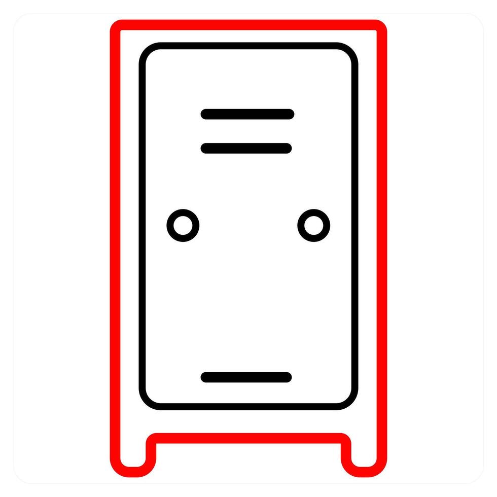 Locker icon concept in red line color vector