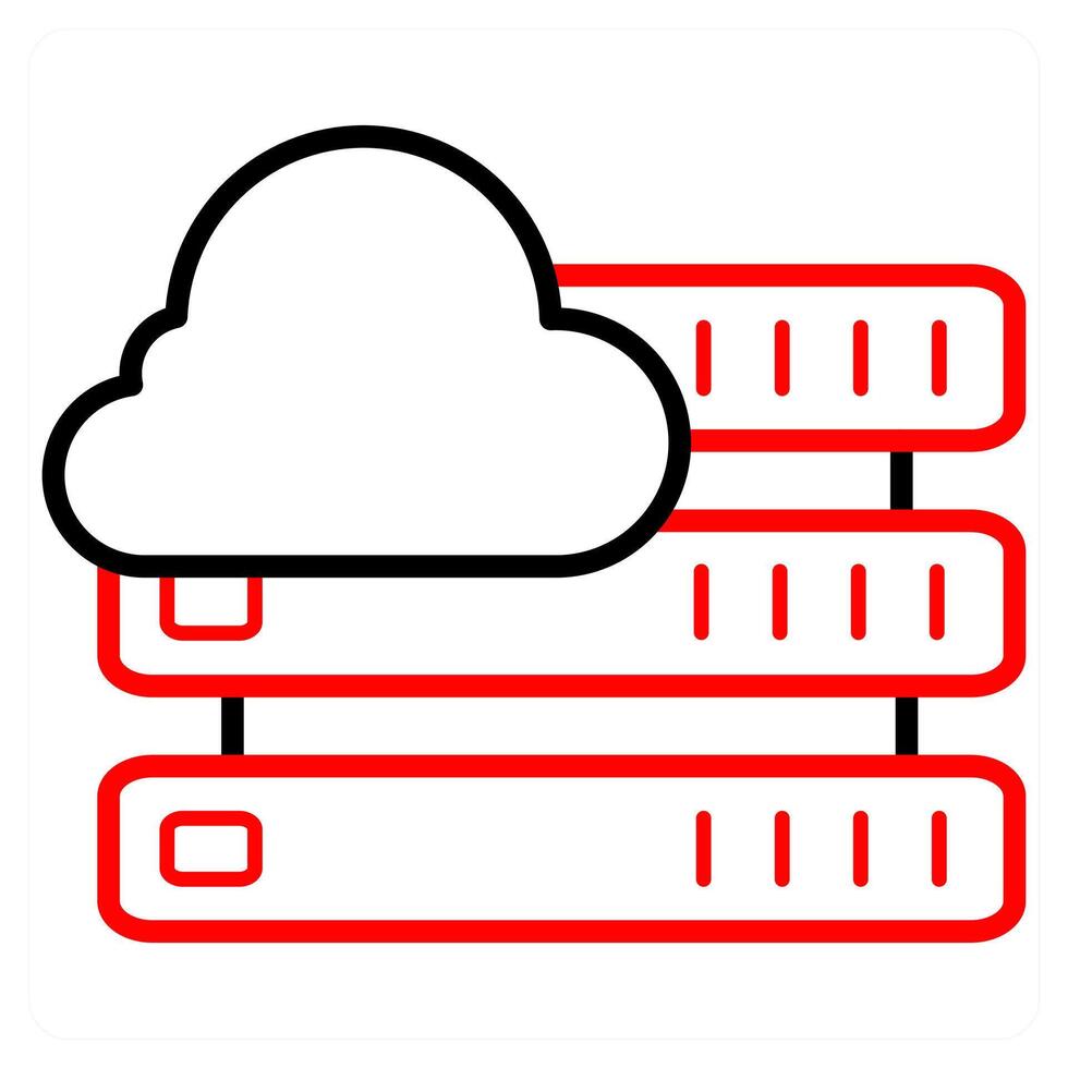 Cloud Hosting icon concept in red line color vector