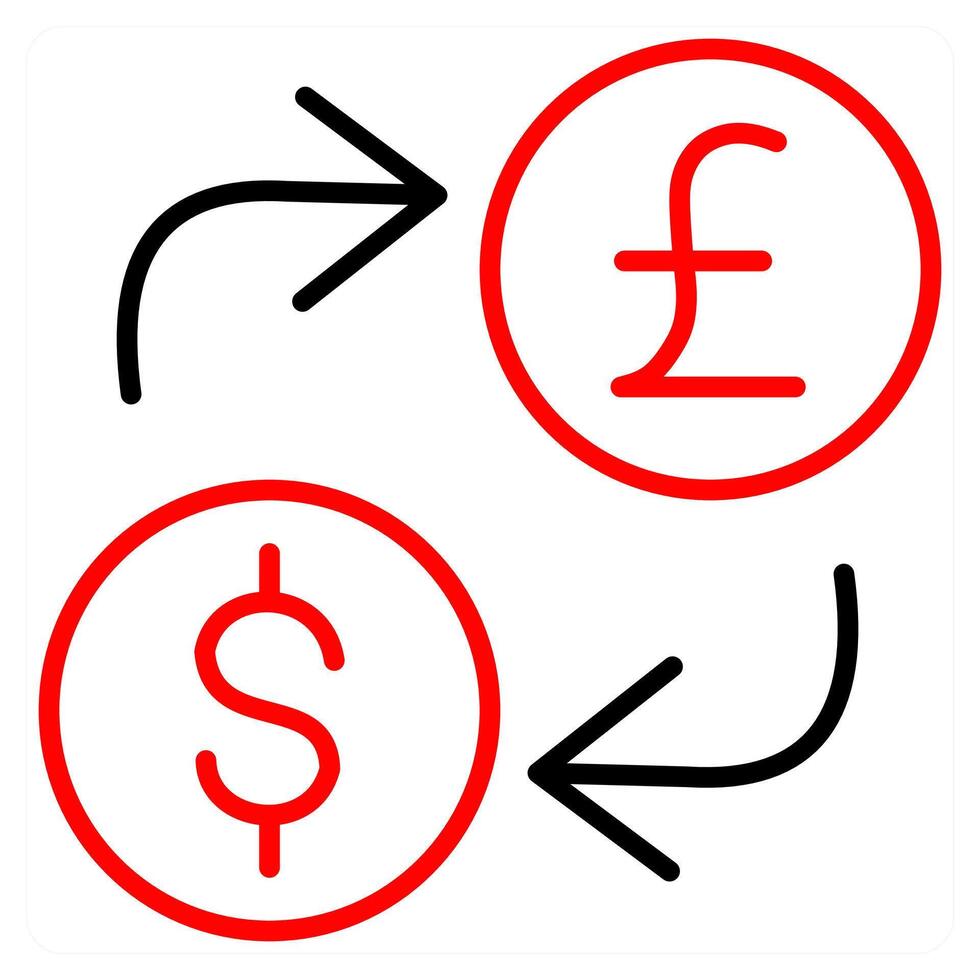 Money exchange icon concept in red line color vector