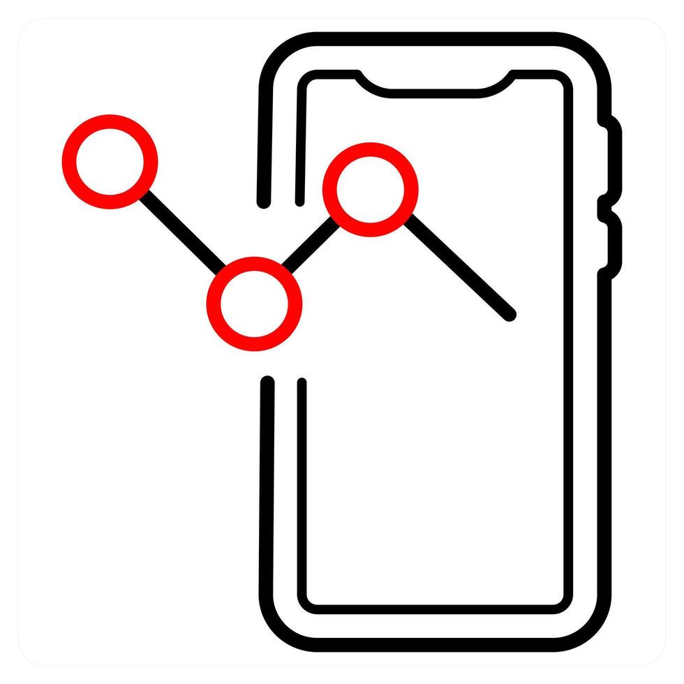 Mobile Graph icon concept in red line color vector