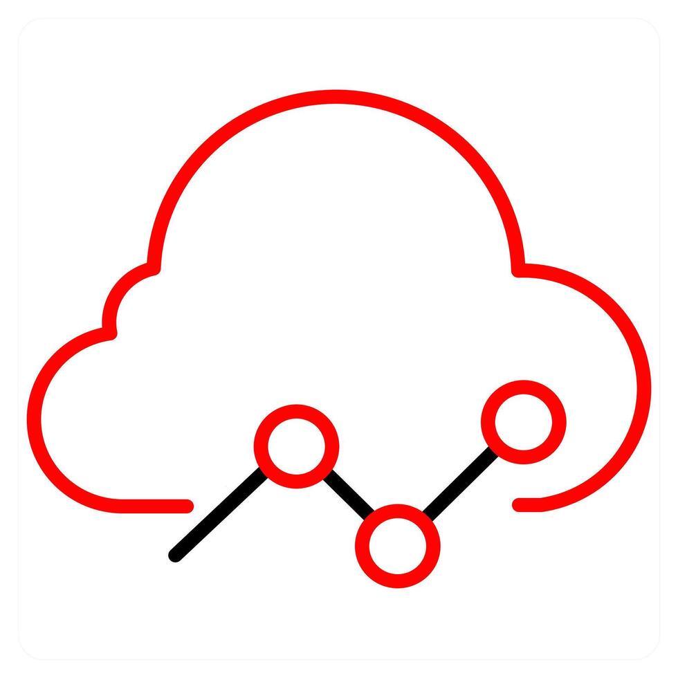 cloud data icon concept in red line color vector