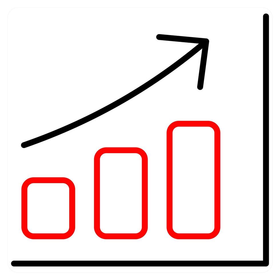 Growth icon concept in red line color vector