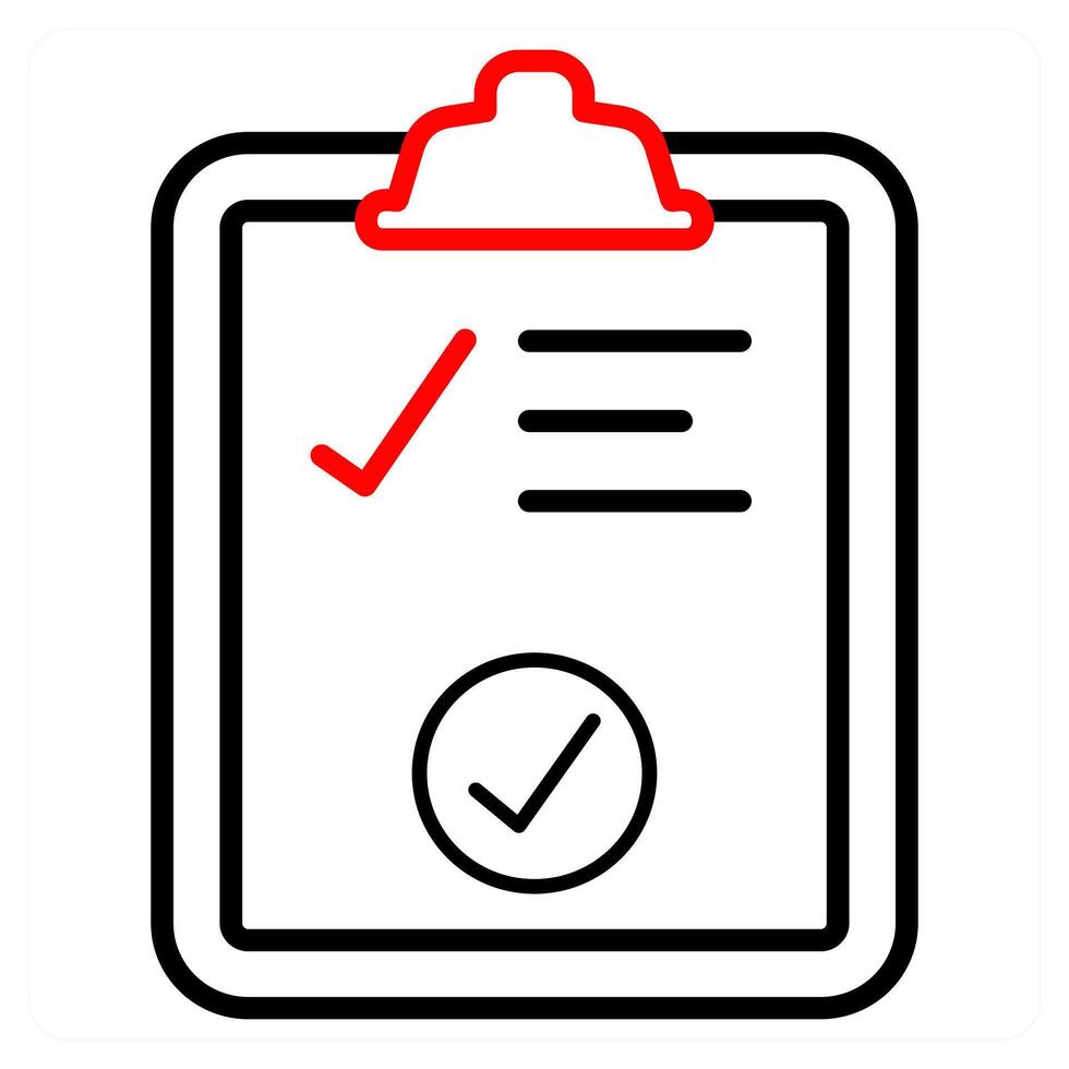 Clipboard and list icon concept in red line color vector