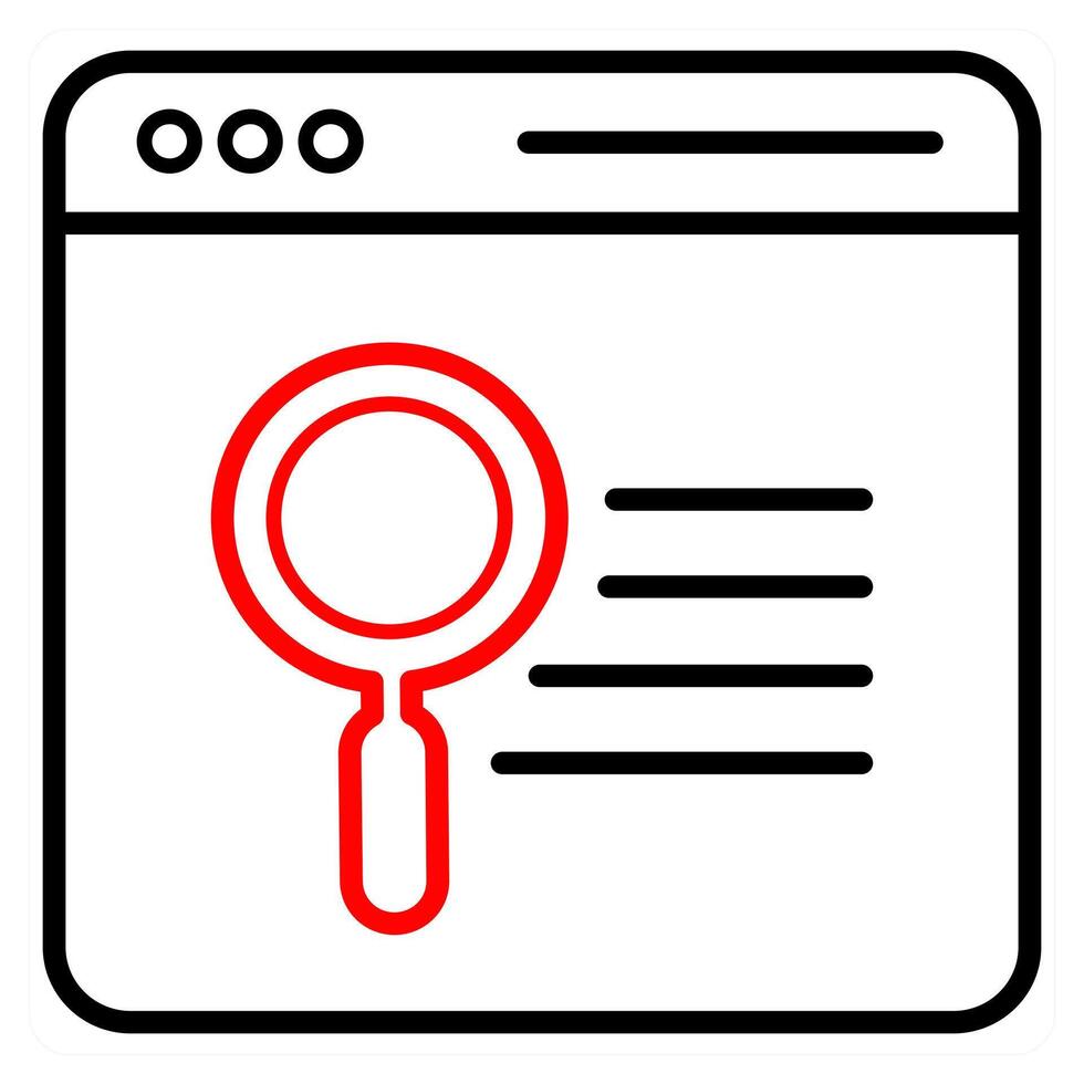 Search Web Page icon concept in red line color vector