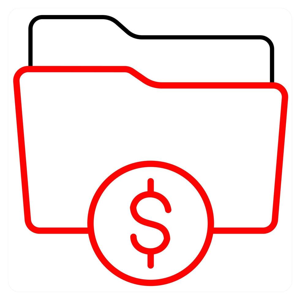 Finance Folder icon concept in red line color vector