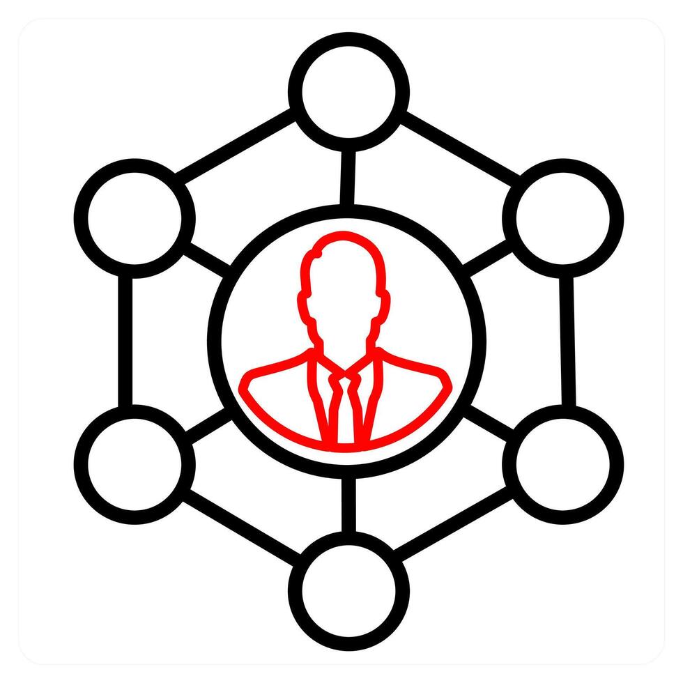 Network and technology icon in red line color vector
