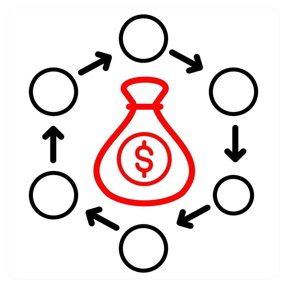 Digital marketing icon concept in red line color vector