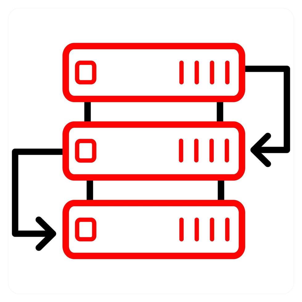 Hosting icon concept in red line color vector