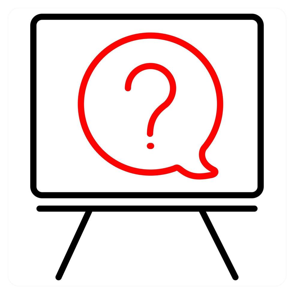 Information and query icon concept in red line color vector