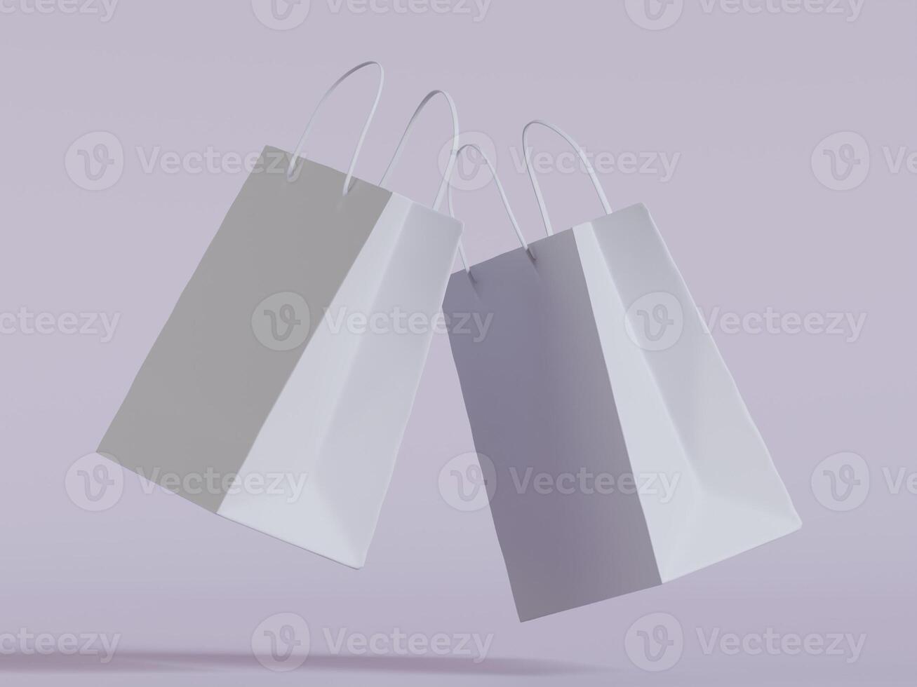 Blank paper shopping bag 3d render photo