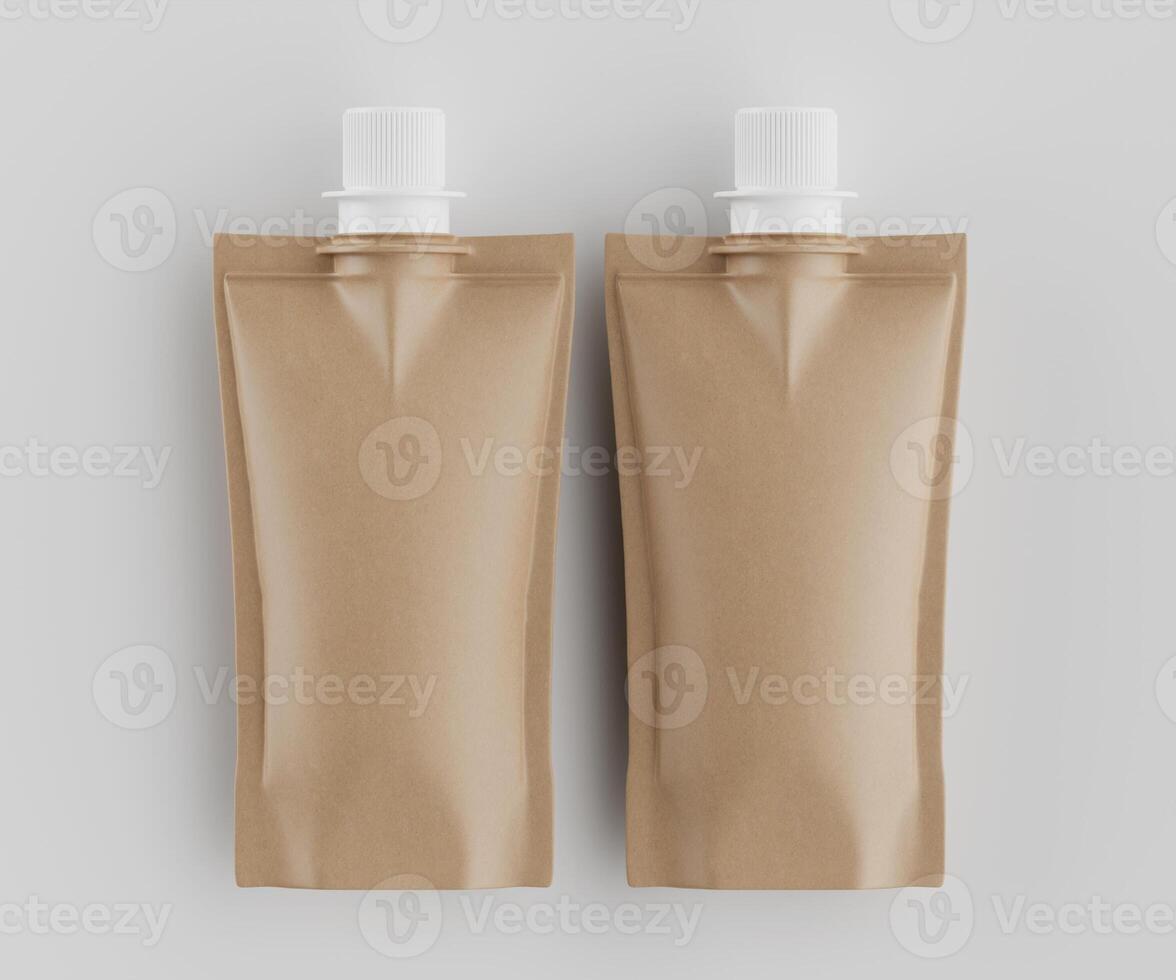 Beige food pouches mockup photo