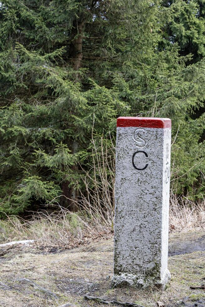 Border between, Poland and the Czech Republic, a border post in the eastern Sudetes, Mount Orlica photo