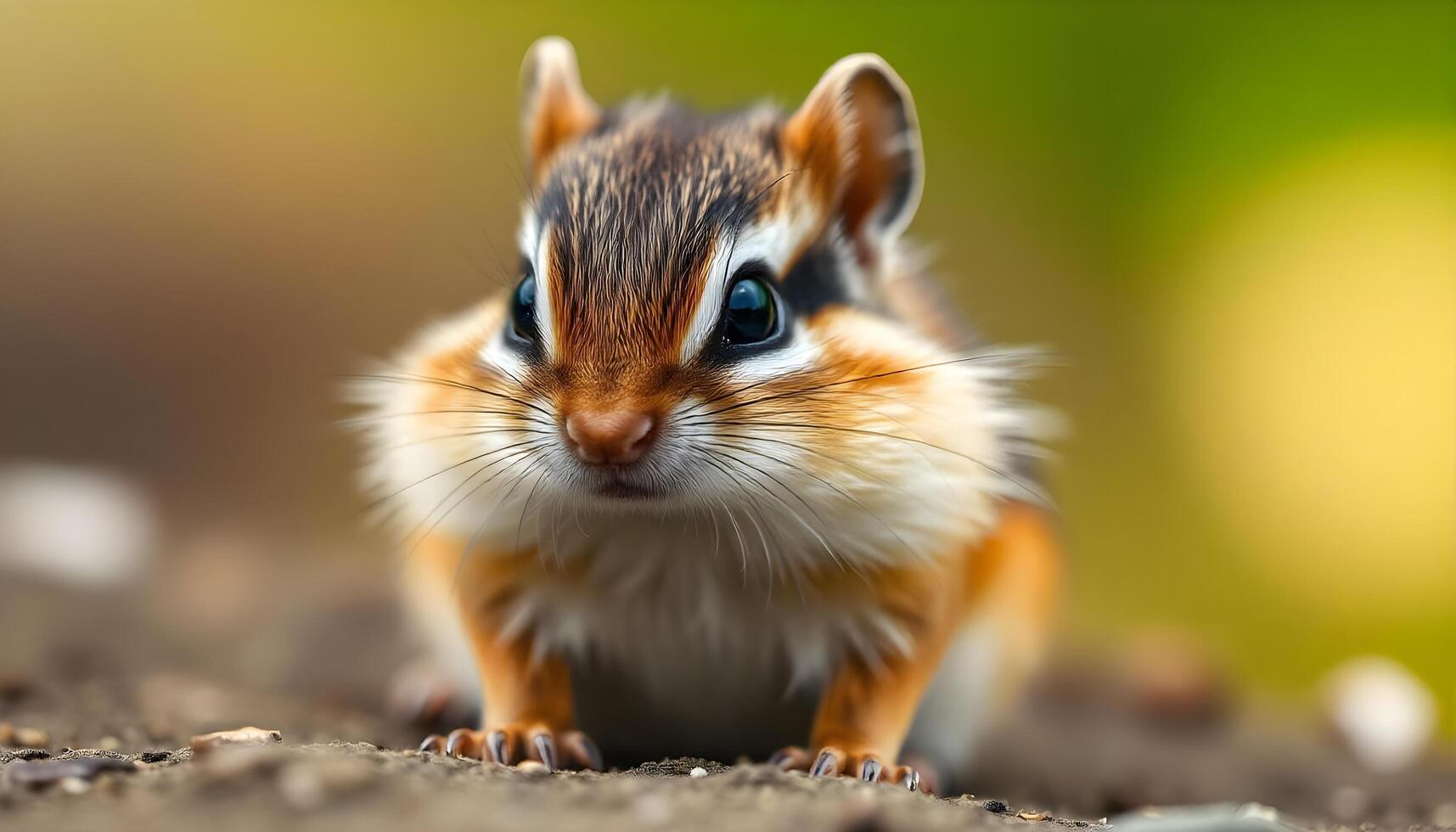 A small chipmen sitting the ground photo