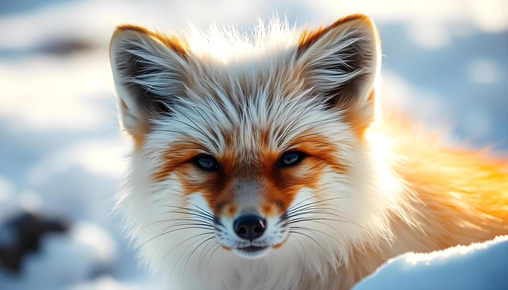 A close up of a fox in the snow photo