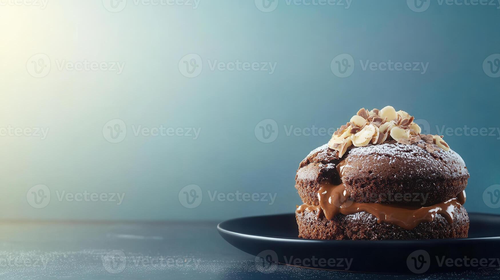 Tempting chocolate covered dough on a plate perfectly styled for a delectable sweet treat experience photo