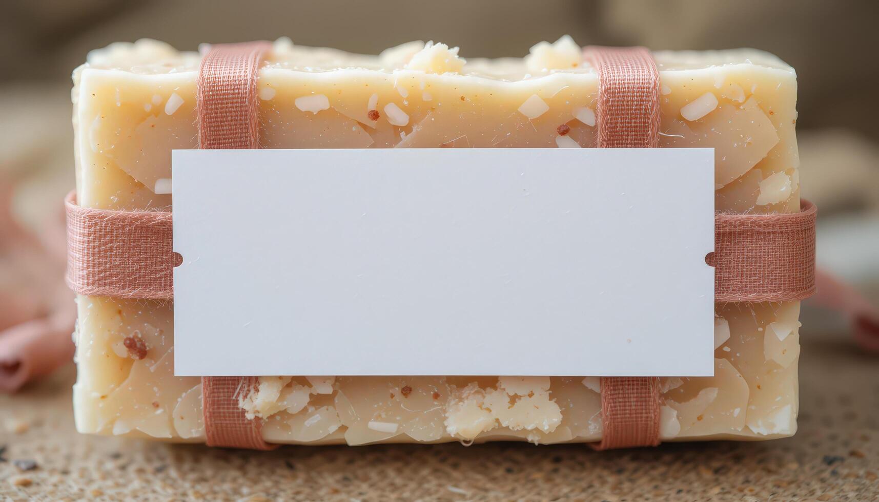 Handmade Soap Wrapped With Natural Twine Showcasing Organic Ingredients and a Blank Label for Personalization photo