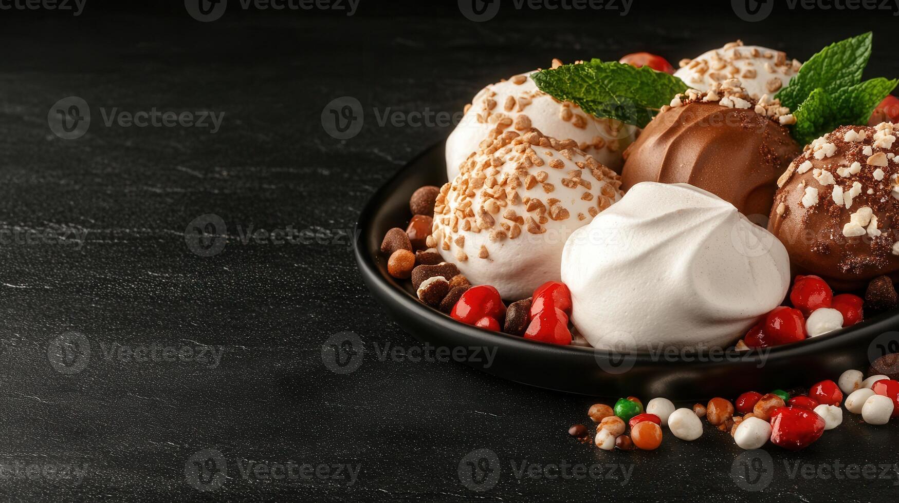 Assorted plate of delectable desserts arranged on a table perfect for celebrations and sweet tooth indulgence photo