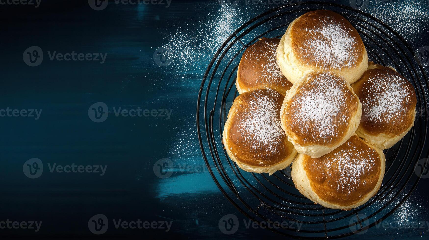 Assorted plate of doughs with powder sprinkling creating a rustic and inviting scene perfect for baking enthusiasts photo