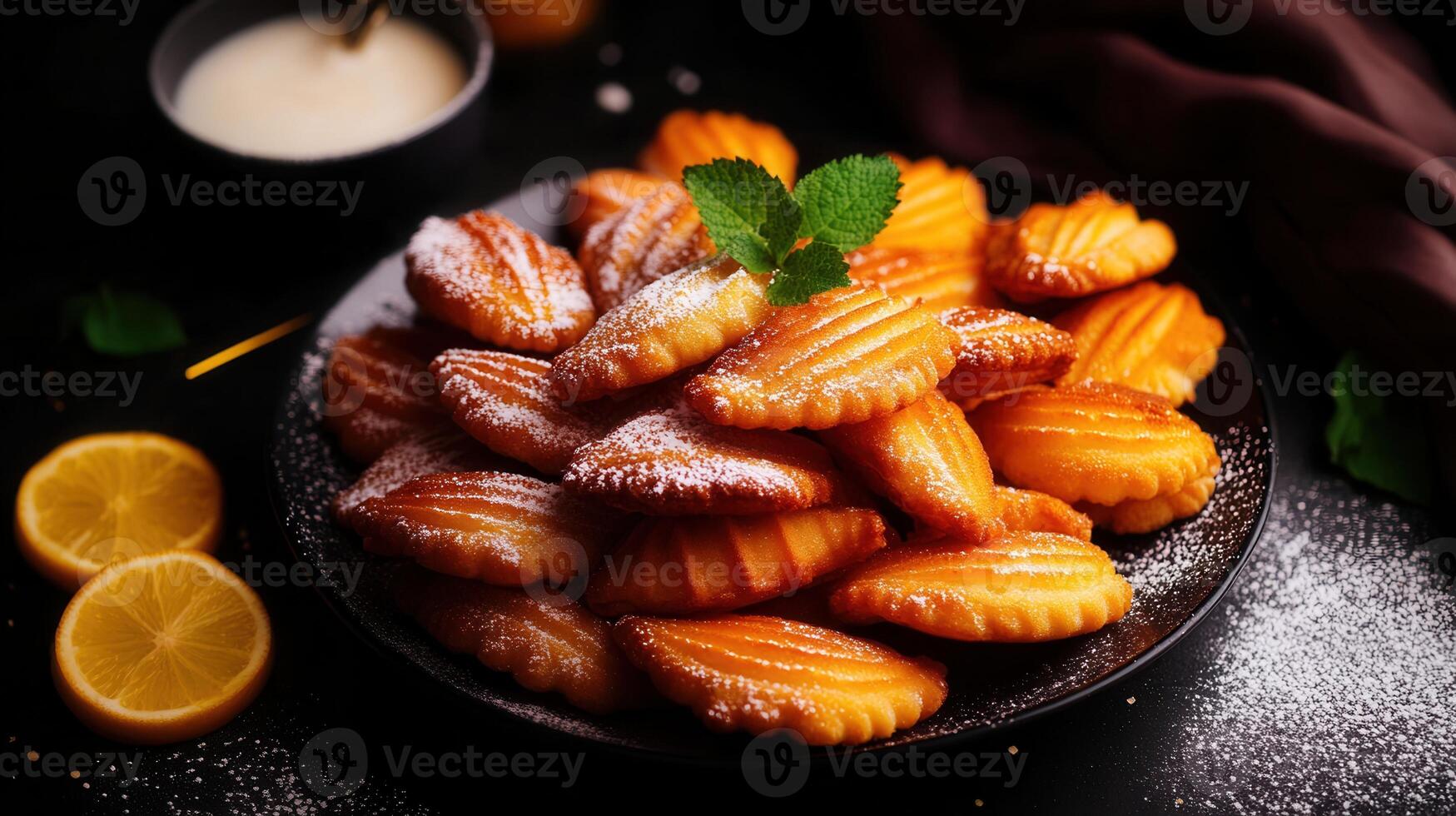 Exquisite plate of fresh food featuring juicy oranges perfectly arranged for a refreshing snack or healthy dessert option photo