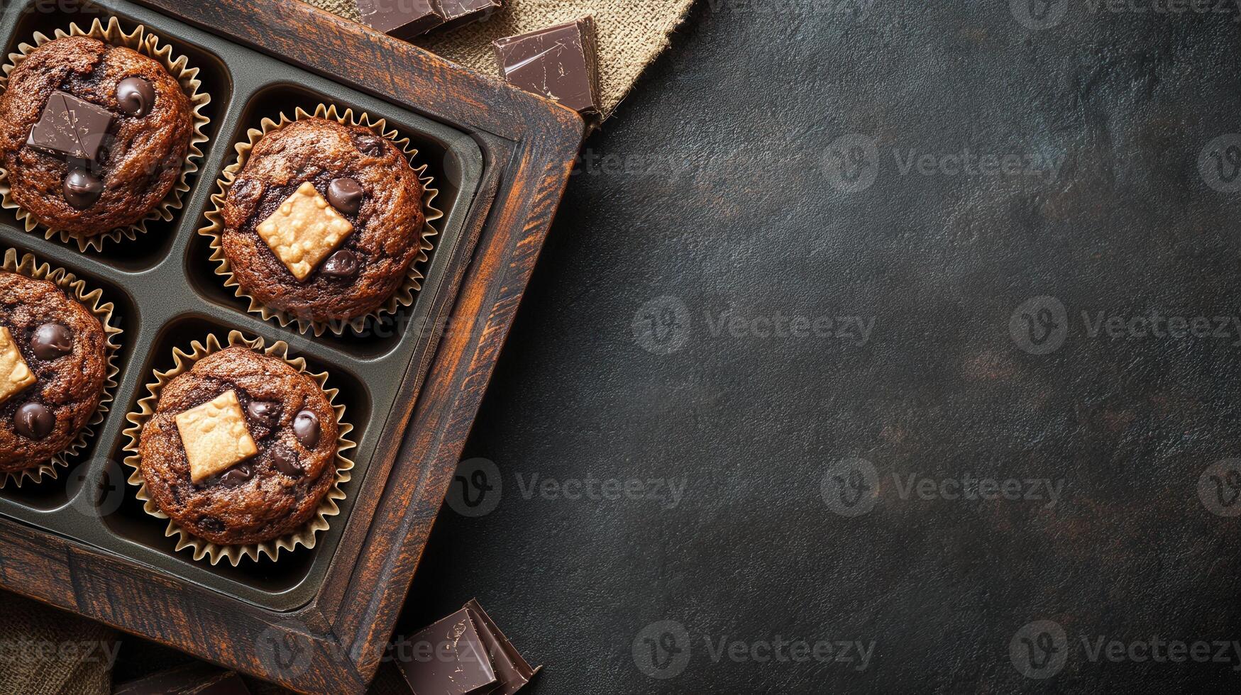 Muffins positioned in a muffin tin freshly baked with a perfect golden brown color ready for tasting pleasure photo