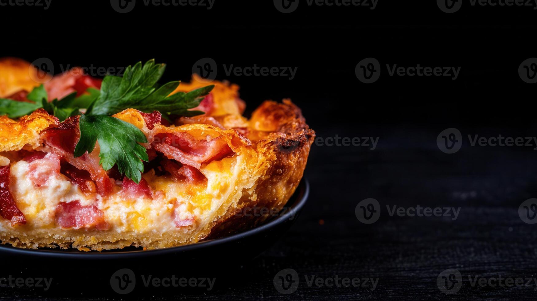 Small personal pizza on a brightly colored plate perfectly baked with a crispy crust and tasty toppings displayed photo