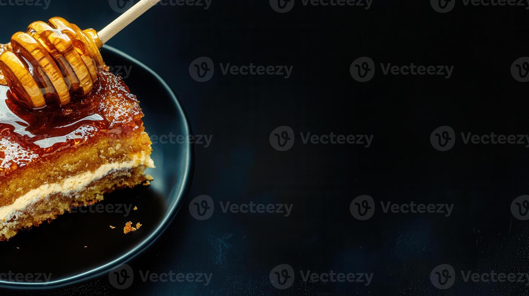 Tempting slice of cake with fork ready for enjoyment displaying layers and frosting for a perfect dessert experience photo