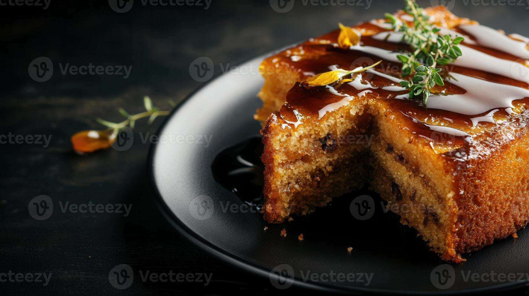Elegant piece of cake plated to showcase its layers and rich frosting perfectly designed for dessert lovers and celebrations photo