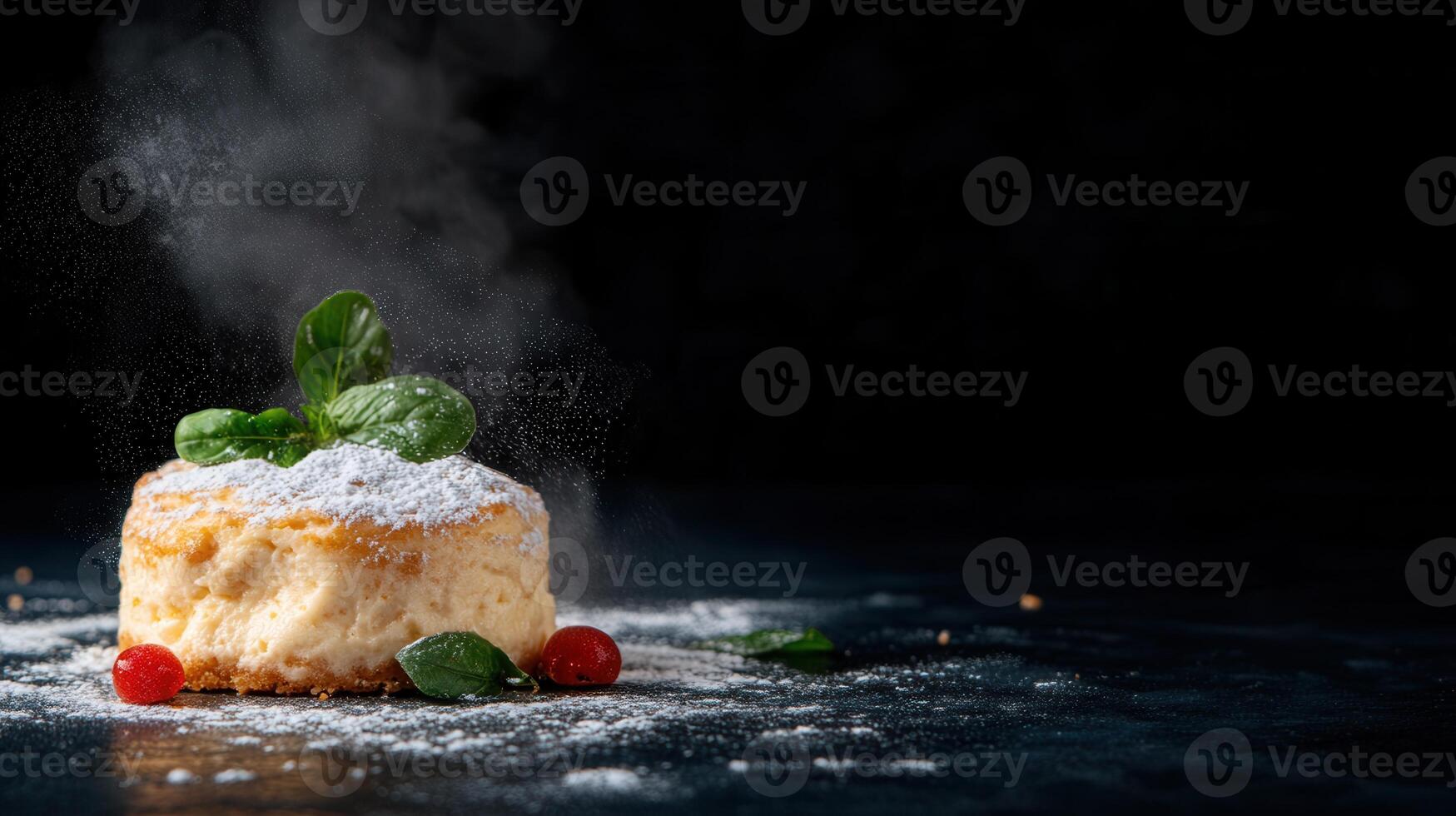 Elegant dessert with powder and sprinkles creating a beautiful display of colors and textures for a sweet treat photo