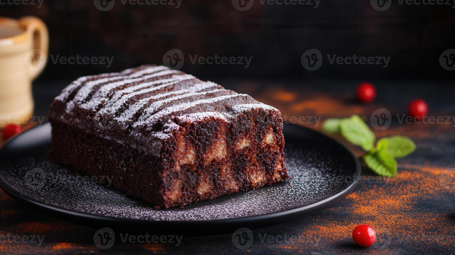 Irresistibly decadent chocolate cake slice with rich frosting and luscious layers ideal for special occasions and celebrations photo