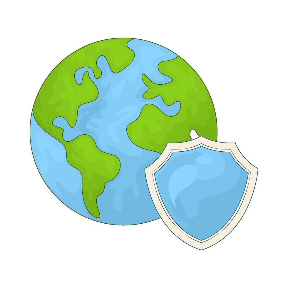 earth with shield vector
