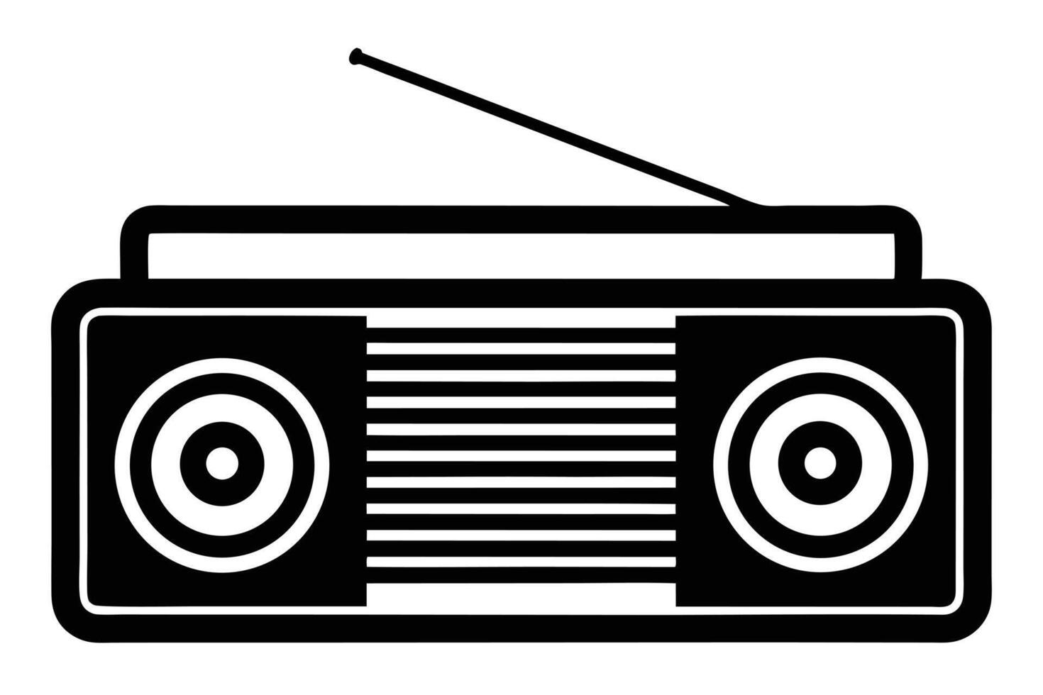 Simple Black and White Retro Boombox Icon vector