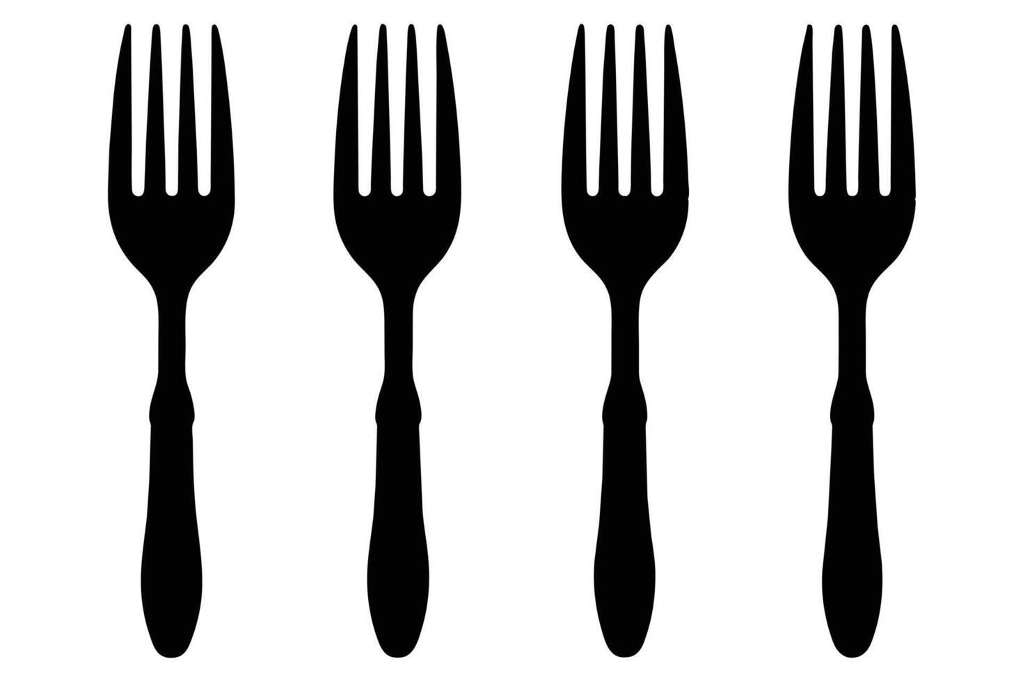 Cute Cartoon Fork Silhouettes for Restaurant or Kitchen Design vector
