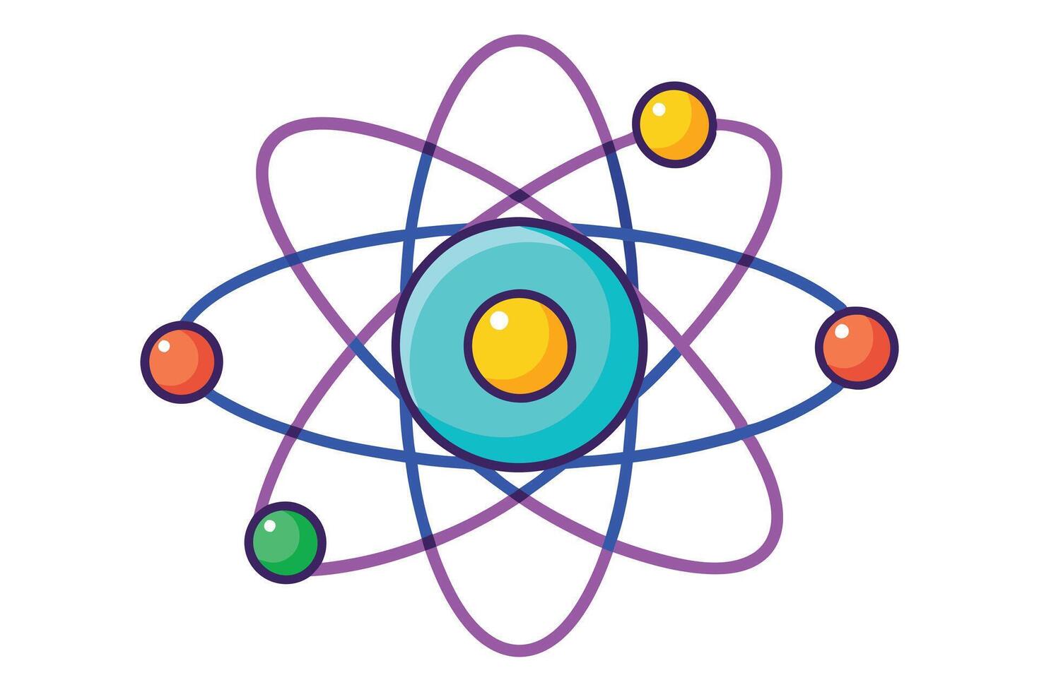 A colorful Illustration of an Atom's Structure vector