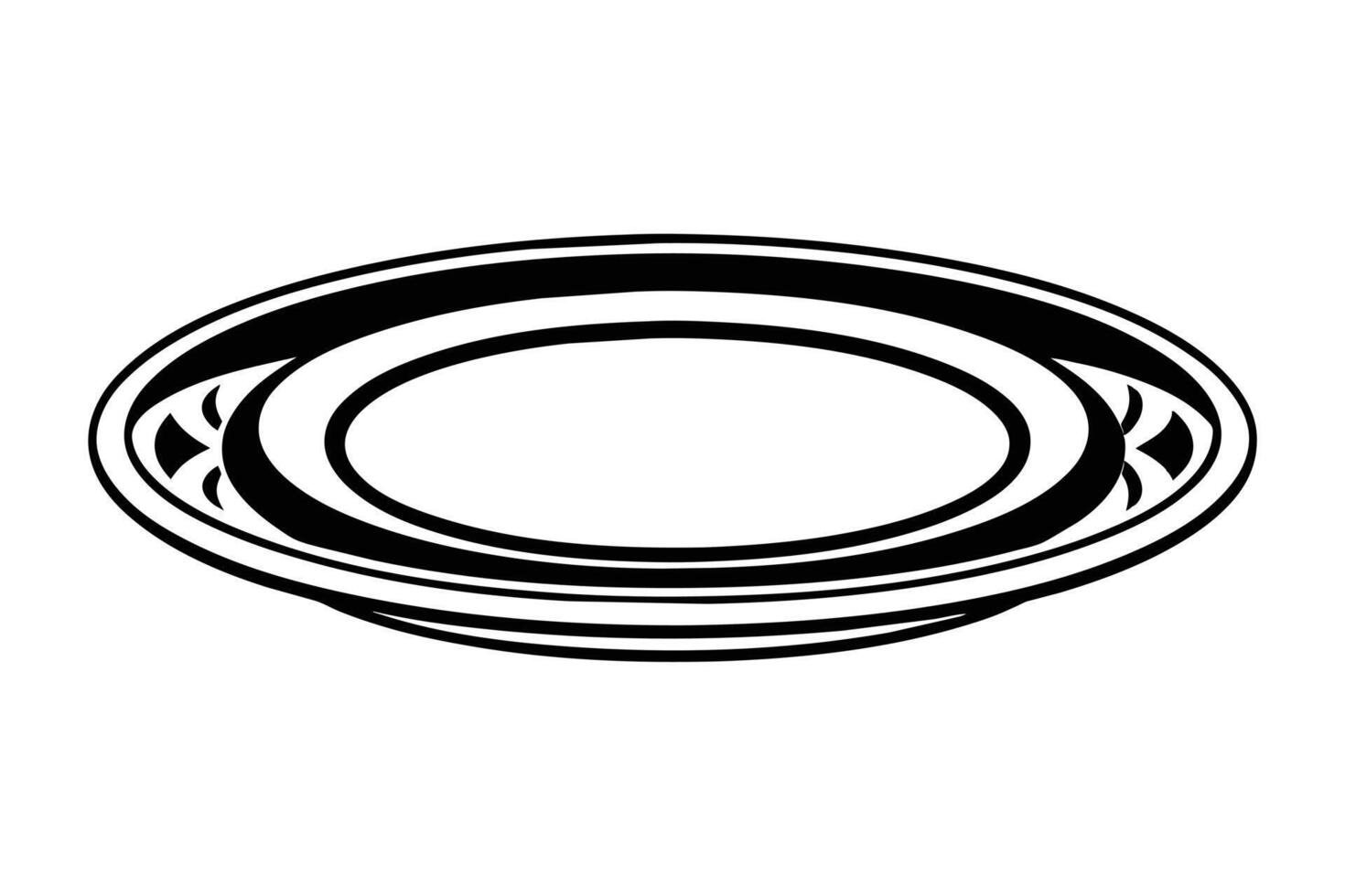 Oval Plate with Ornate Design vector