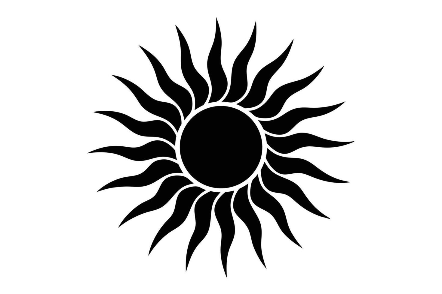Simple black and white sun graphic design vector