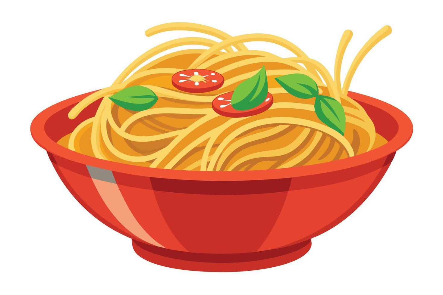 Deliciously Simple Noodles in a Red Bowl vector