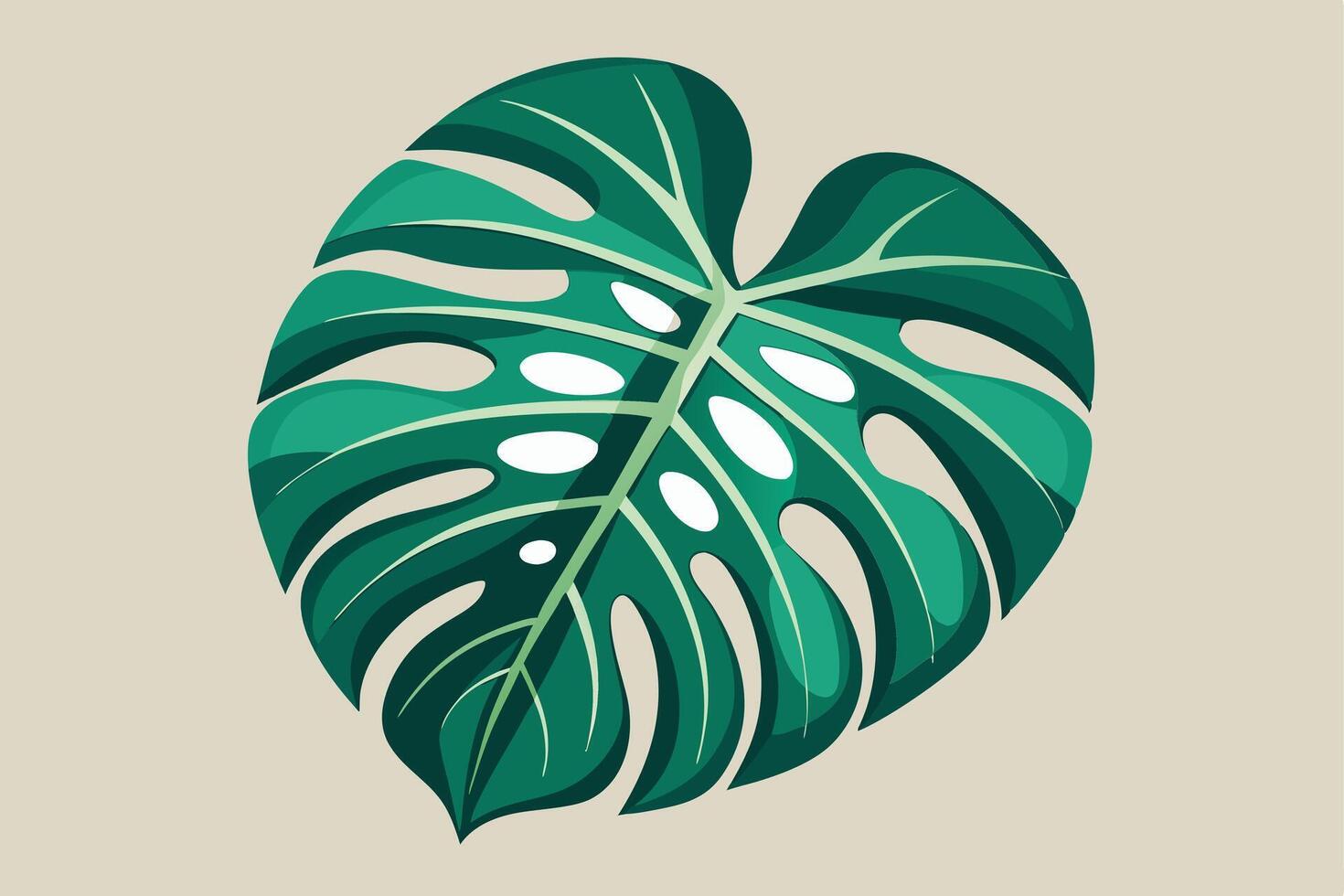A illustration of a Monstera Leaf Against a Neutral Background vector