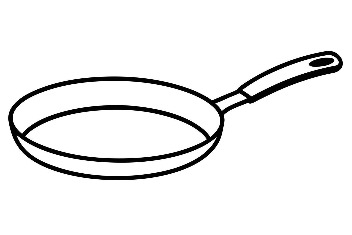 Simple black and white illustration of a frying pan. vector