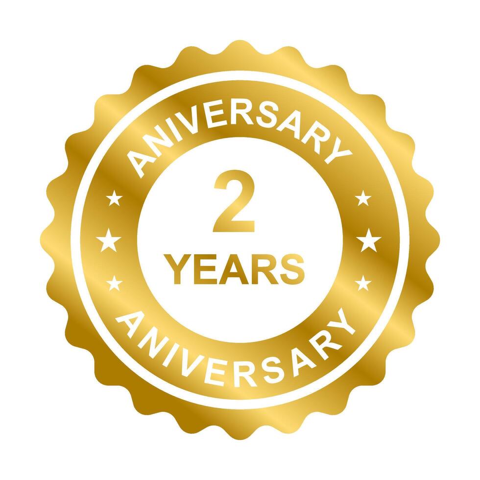 2 year anniversary gold icon for graphic design, logo, website, social media, mobile. app, UI illustration vector