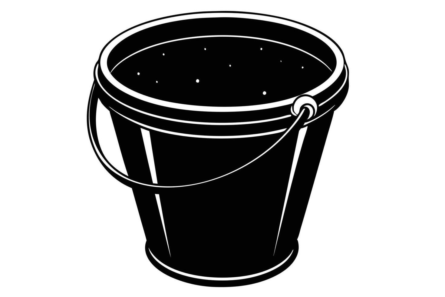A simple black and white illustration of a full bucket. vector