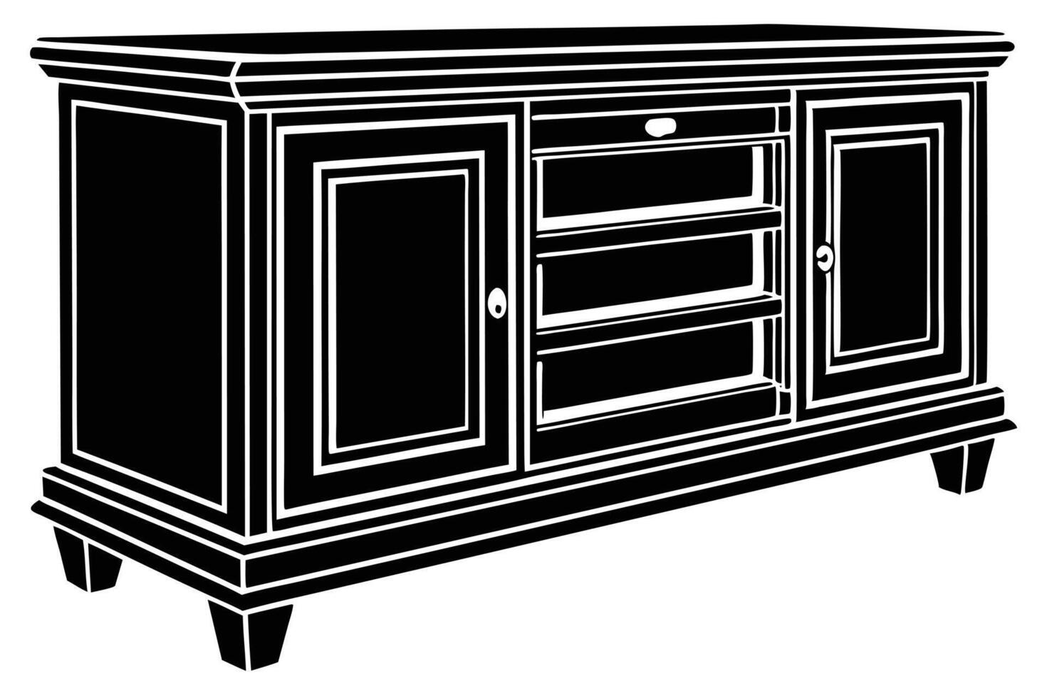 Elegant Black Silhouette of a Modern TV Stand vector