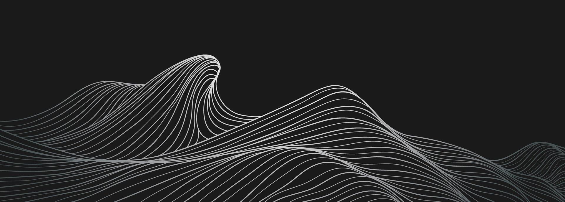 Ocean wave illustration. Creative minimalist modern line art pattern. with Ocean wave, skyline and sea. use for print art, poster, cover, banner, template vector