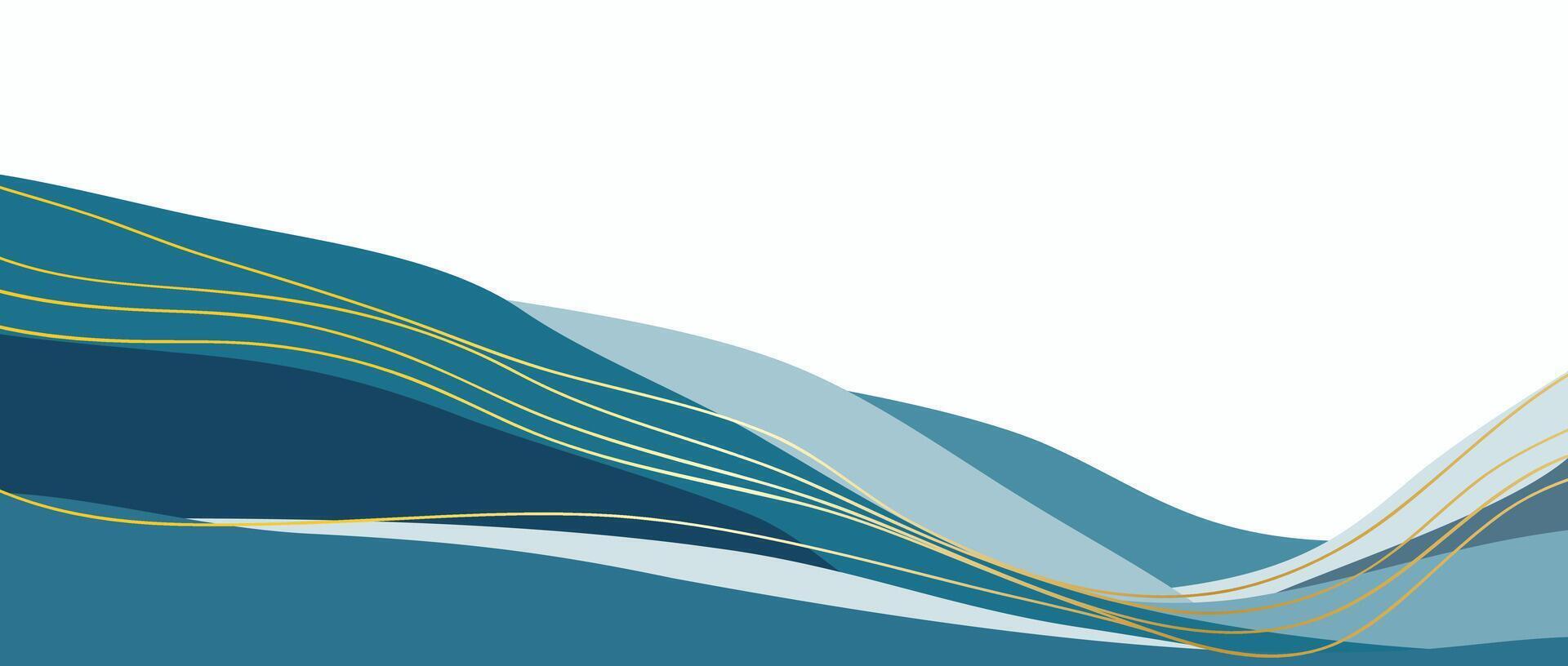 Abstract Mountain landscape background with line art, mountains, sea, and hills. creative minimalist modern art print. use for print art, poster, cover, banner. vector