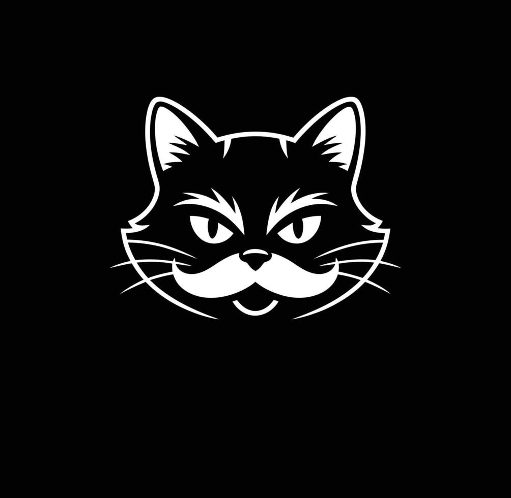 A cat with a mustache on its face. The cat is smiling and looking at the camera vector