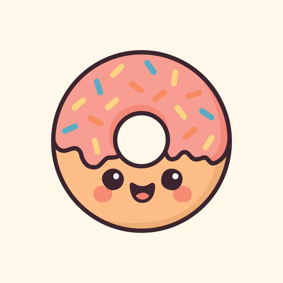 Kawaii Design Style Happy Donut with Sprinkles Template vector