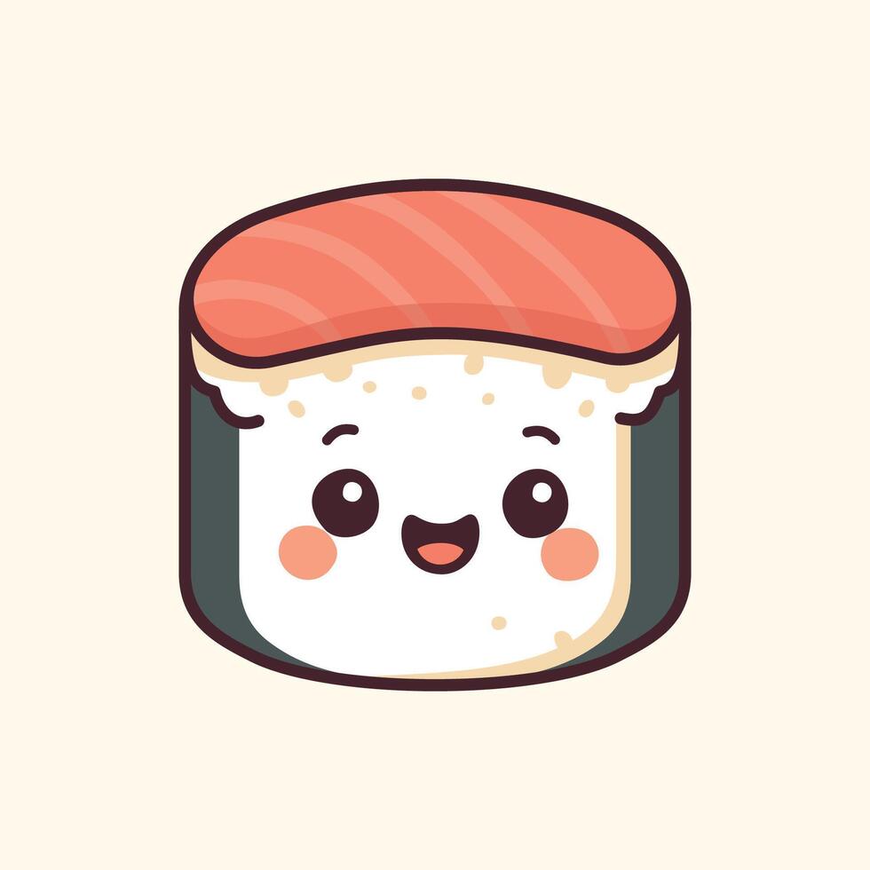 Kawaii Design Style Smiling Sushi Roll Template vector