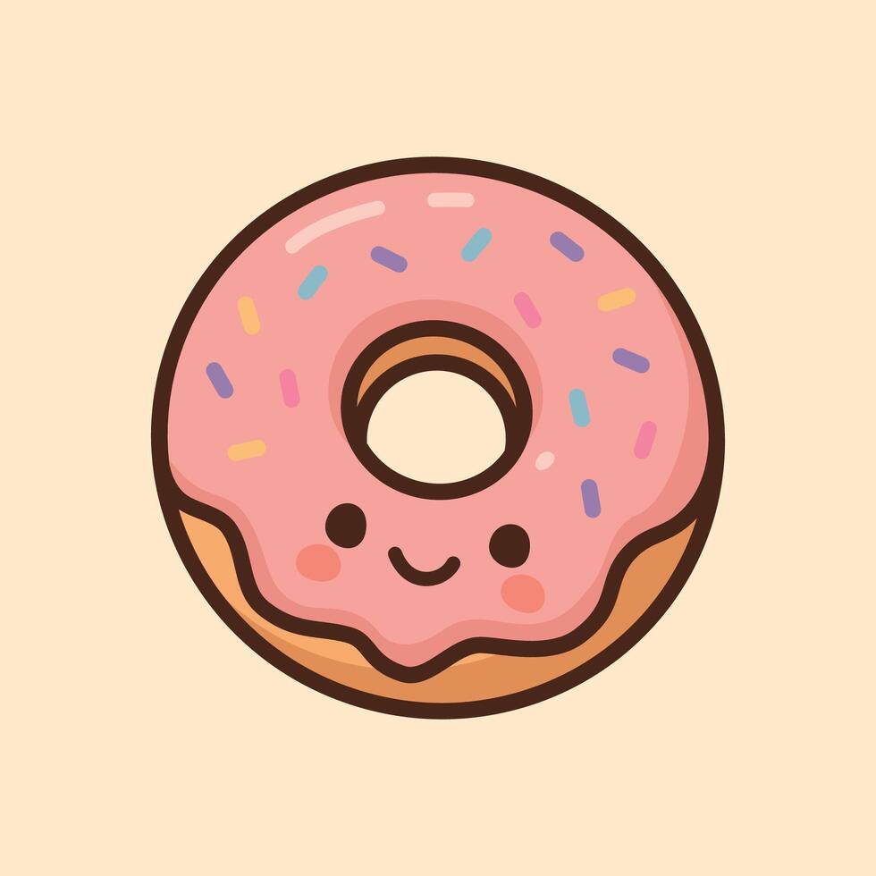 Kawaii Design Style Simling Donut with Sprinkles Template vector