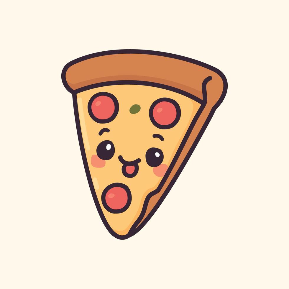 Kawaii Design Style Cheeky Slice of Pizza Template vector