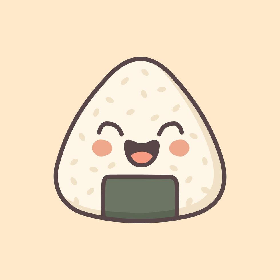 Kawaii Design Style Laughing Onigiri Template vector