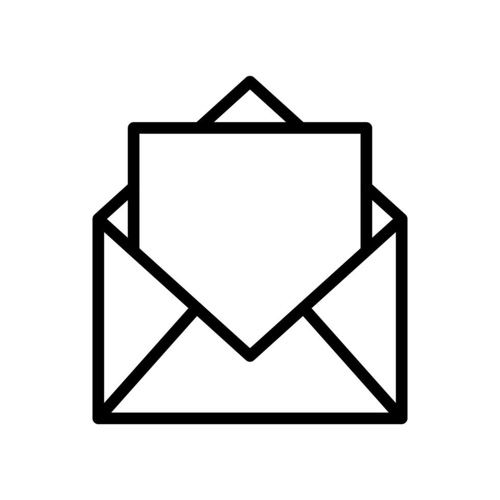 Open envelope icon with blank letter inside. Linear email icon. Editable stroke vector
